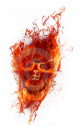 Skull On Fire Png (278x447), Png Download