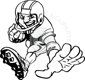 Football Player Clip Art Black And White (361x342), Png Download
