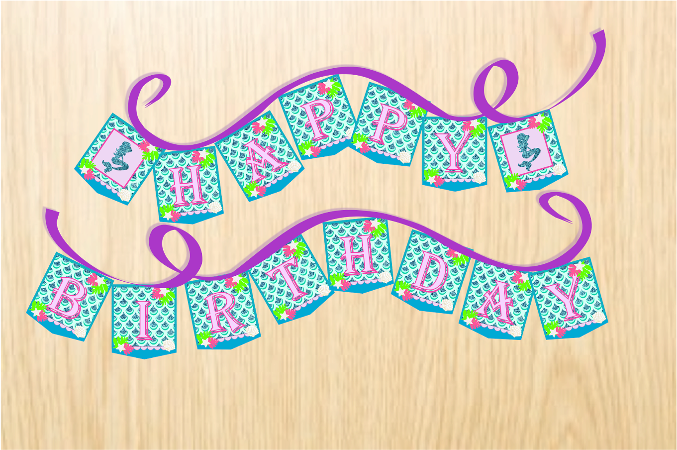 Mermaid Party Banner - Paper (1600x903), Png Download