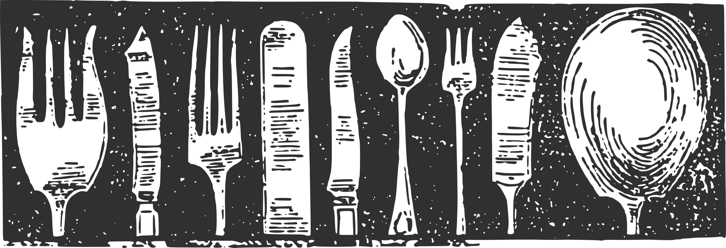 This Free Icons Png Design Of Grunge Silverware (2400x820), Png Download