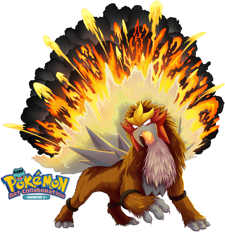 #244 Entei Used Eruption And Sacred Fire In The Game - Digital Art (773x800), Png Download