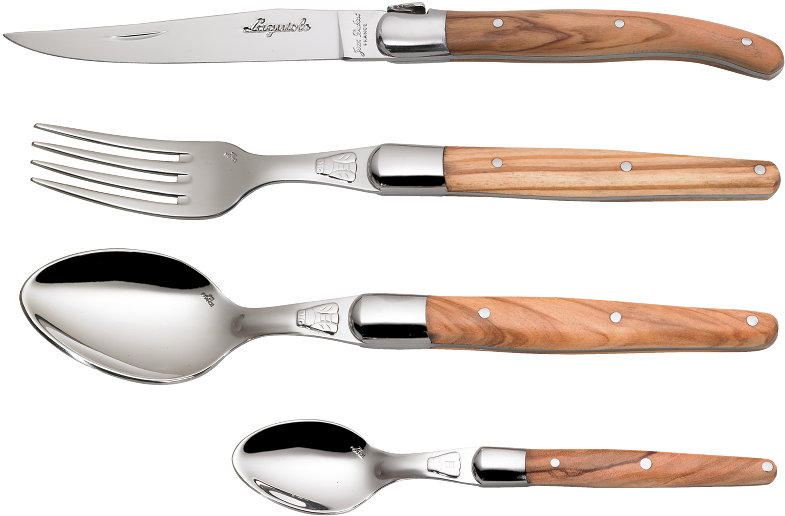 Laguiole Flatware Olivewood - Laguiole Wooden Cutlery Set (800x533), Png Download