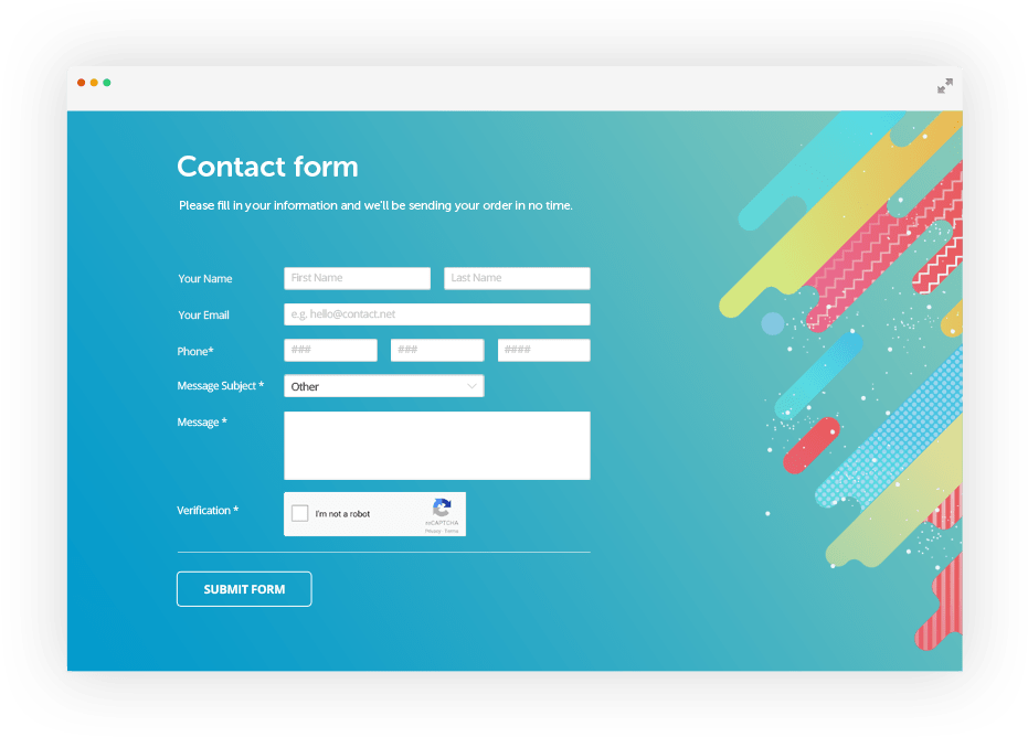 Php Contact Form Example With Custom Design And Recaptcha - Website Forms (954x691), Png Download