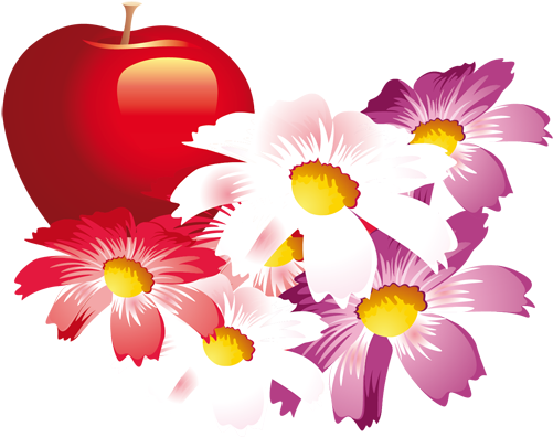 Vinilo Decorativo Manzana Y Flores - Apple And Flower Png (520x435), Png Download