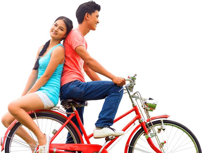 Cycle - Couple Bicycle Png (702x533), Png Download