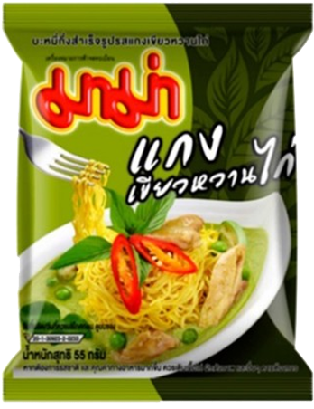 Mama Green Curry Noodle - Thai Green Curry Instant Noodles (439x476), Png Download
