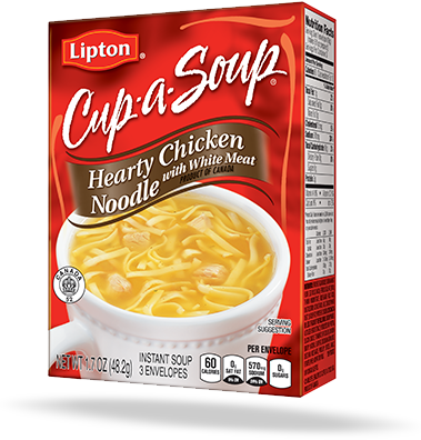 Hearty Chicken Noodle With White Meat - Lipton Cup A Soup (379x396), Png Download