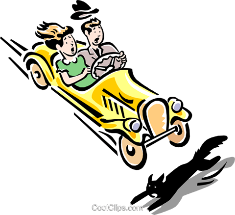 Car About To Hit Black Cat Royalty Free Vector Clip - Cat Cartoon With Car (480x438), Png Download