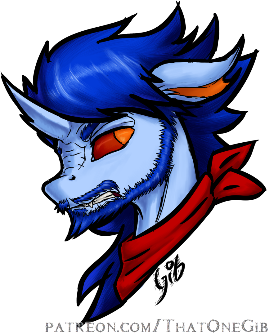 Thatonegib, Bandana, Beard, Black Outlines, Bust, Changedling, - Illustration (900x1098), Png Download