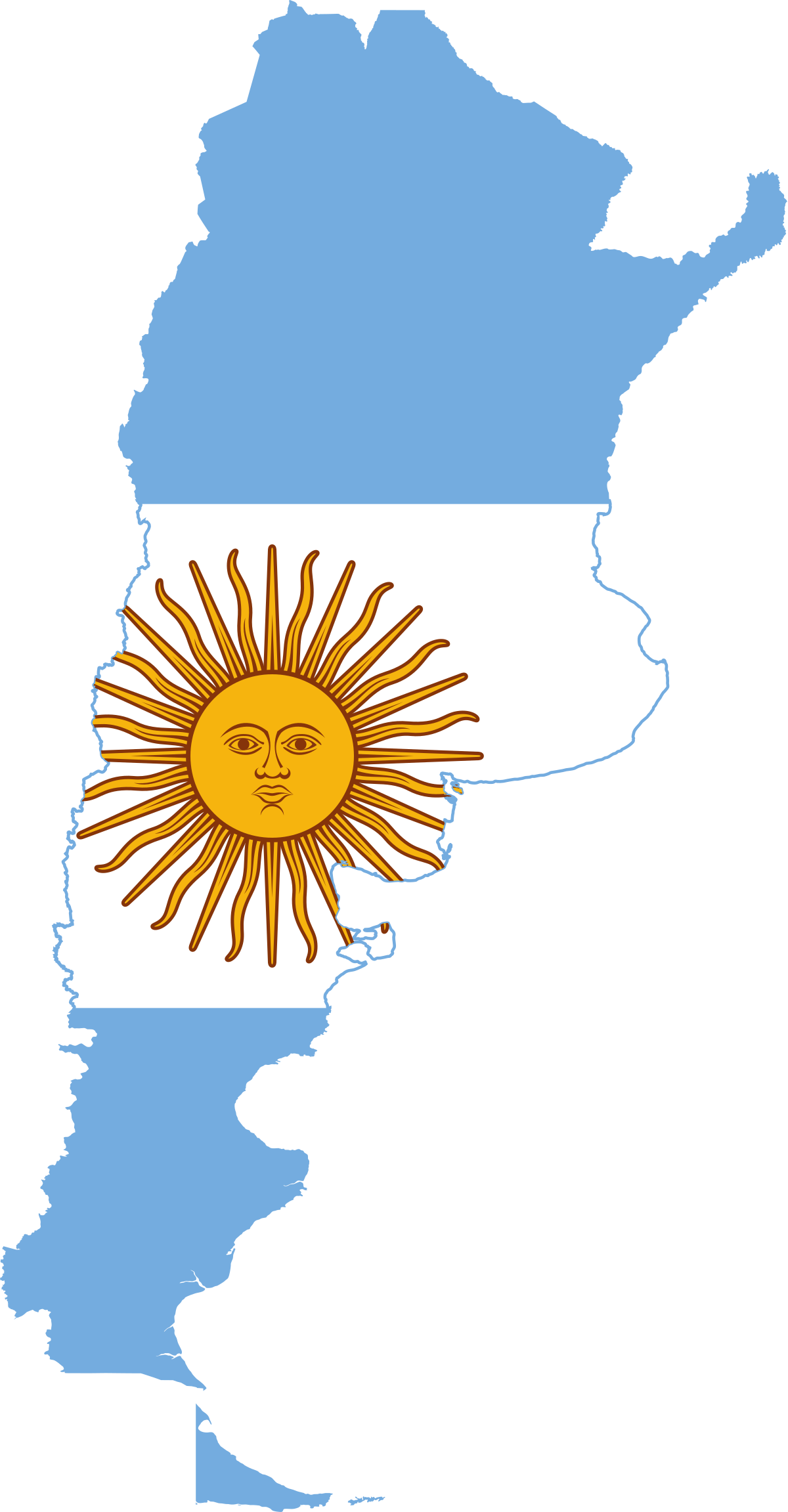 Flag Map Of Argentina - Argentina Flag (533x1023), Png Download