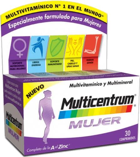 Multicentrum Multicentrum Mujer 30 Comprimidos - Multicentrum Mujer 90 Comprimidos (500x500), Png Download