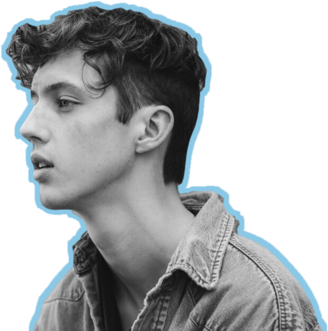 Troyeblueoutline - Troye Sivan Black And White (1280x1218), Png Download
