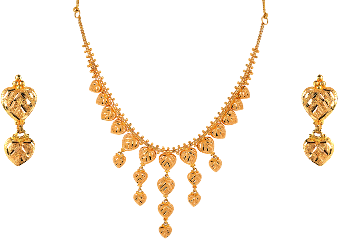 Breathtaking And Classy 22kt Yellow Gold Bridal Set - Necklace (1500x788), Png Download