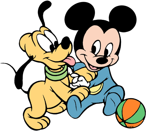Baby Pluto And Mickey (511x456), Png Download