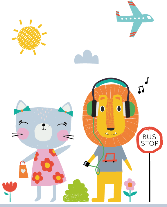 Lemon Ribbon Characters In A Busy Street Scene - Cartoon (575x710), Png Download