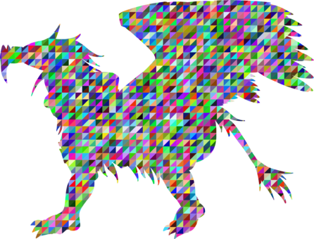 Silhouette Line Art Computer Icons Triangle Low Poly - Low Poly Griffin (446x340), Png Download
