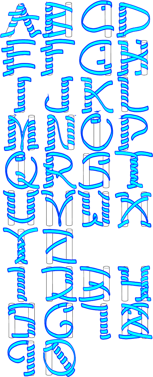 Ribbons Around Pillars Alphabet 4 Ways - Calligraphy (618x1600), Png Download