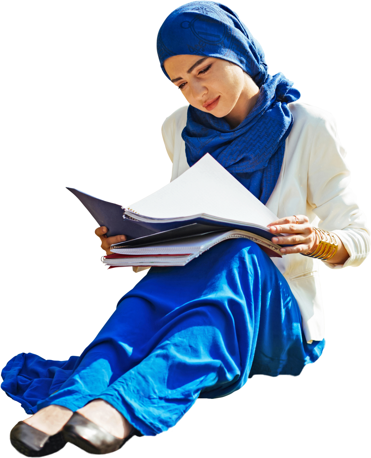 Teenager Woman Student Sitting, Arab Ethnic Fashion - People Cut Out Studying (1305x1600), Png Download