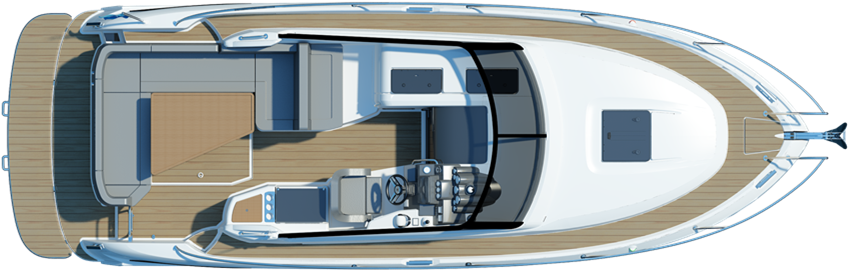 New Sport 300 Deck Layout - Barco Desde Arriba (1000x280), Png Download