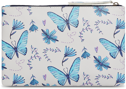 Blue Butterfly Small Zip Pouch - Notebook Journal Dot-grid, Graph, Lined, No Lined (600x600), Png Download