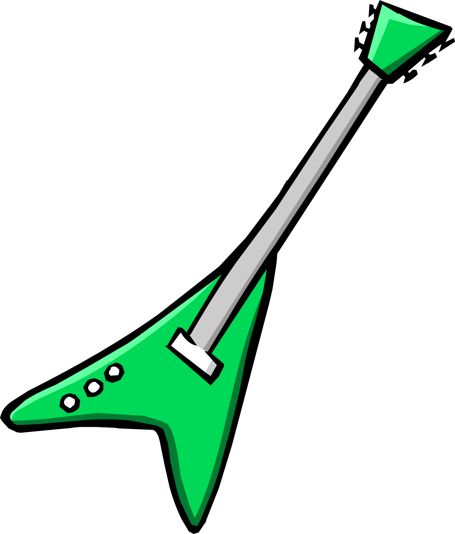 Electric Green Guitar Icon - Club Penguin (1884x2207), Png Download