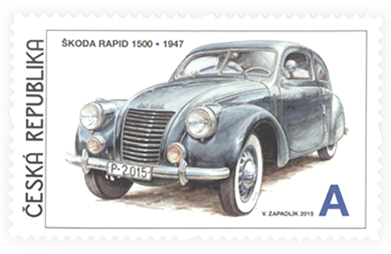 Škoda Cars On Postage Stamps - Antique Car (800x686), Png Download