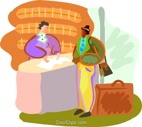 Tourist Checking Into Hotel Royalty Free Vector Clip - Front Office Clipart (480x429), Png Download