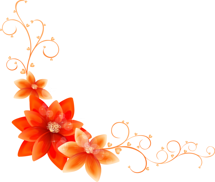 Flower Page Corner Design (700x593), Png Download