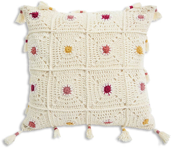 Boho Dots Crochet Cushion Covers - Cushion (600x600), Png Download
