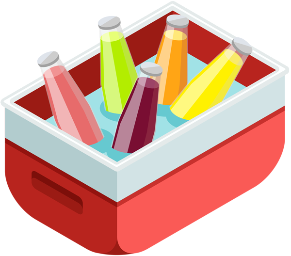 Red Cooler With Drinks Png Clip Art Image - Cooler With Drinks Png (600x528), Png Download