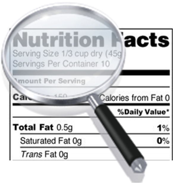 Nutrition Label With Magnifying Glass (582x615), Png Download