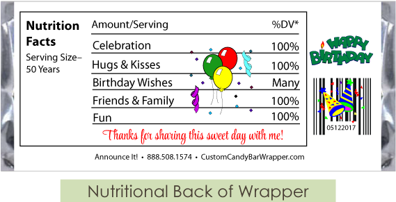 Willy Wonka Birthday Candy Wrapper - Graduation Candy Bar Wrappers (570x331), Png Download