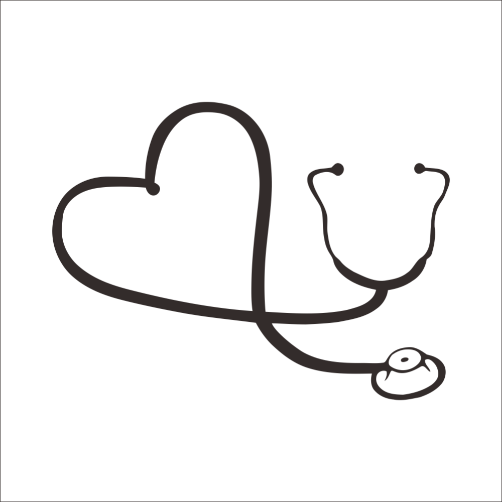Estetoscopio Ordenador Pegatinas Extraíble Mural Pared - Heart Stethoscope (1000x1000), Png Download