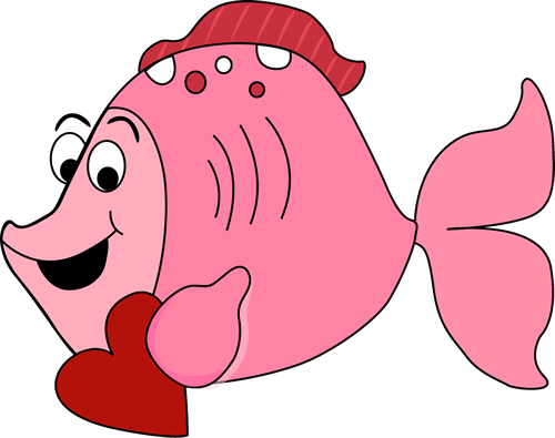 Cartoon Valentine's Day Fish Clip Art - Valentine Fish Clipart (500x395), Png Download