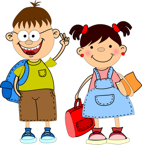 School Sticker Clipart Png Free - Clipart School Children (488x500), Png Download