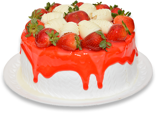 Massa Branca, Recheio De Mousse De Morango E Geléia - Torta Com Calda De Morango (516x376), Png Download