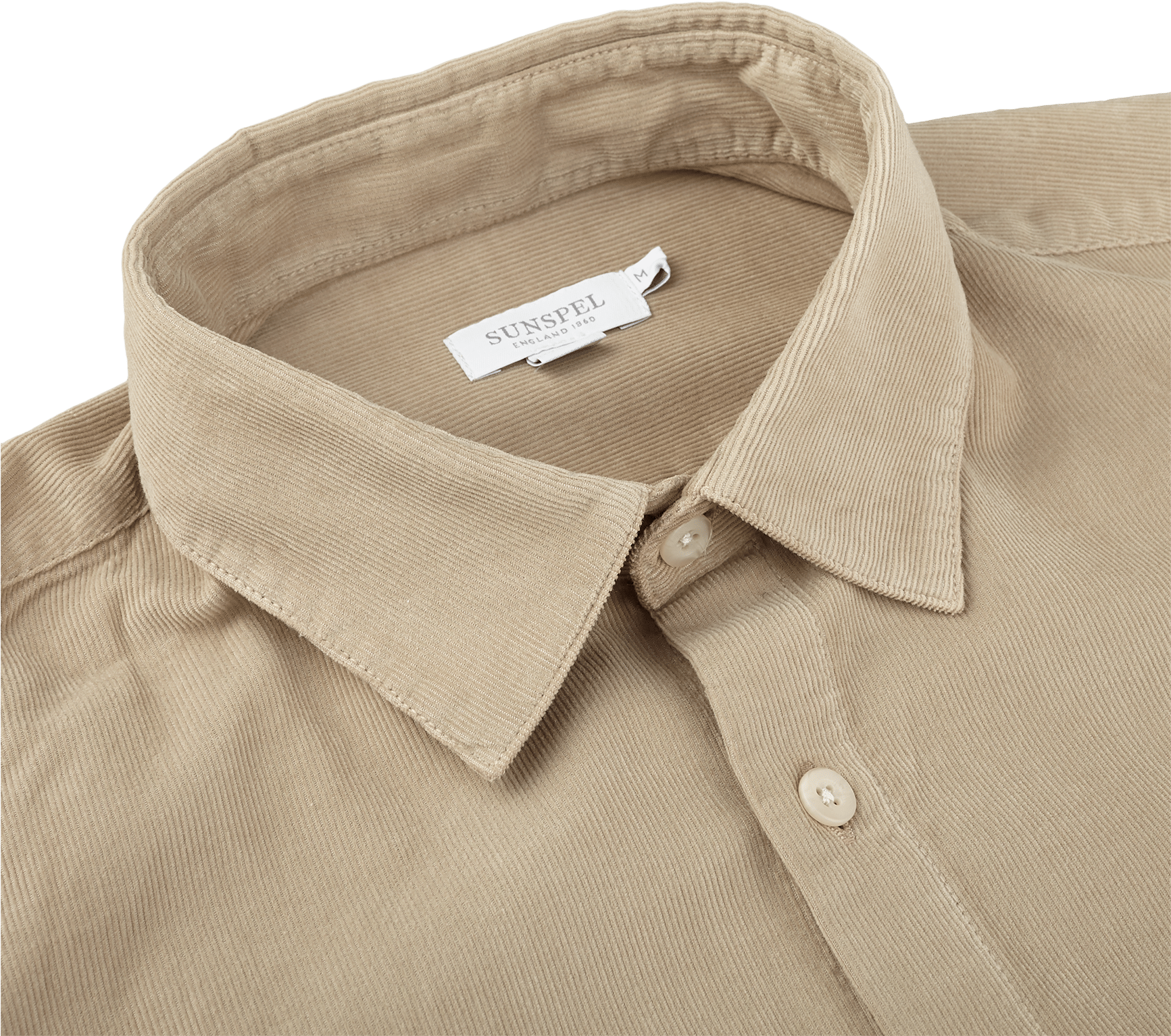 Sunspel Stone Beige Corduroy Shirt Collar - Shirt (1732x1732), Png Download