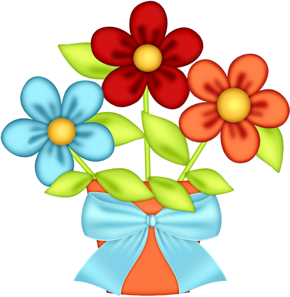 Flores Coloridas, Flores Pequeñas, Flores Animadas, - Imagenes Animadas De Unas Flores En Maceta (646x674), Png Download