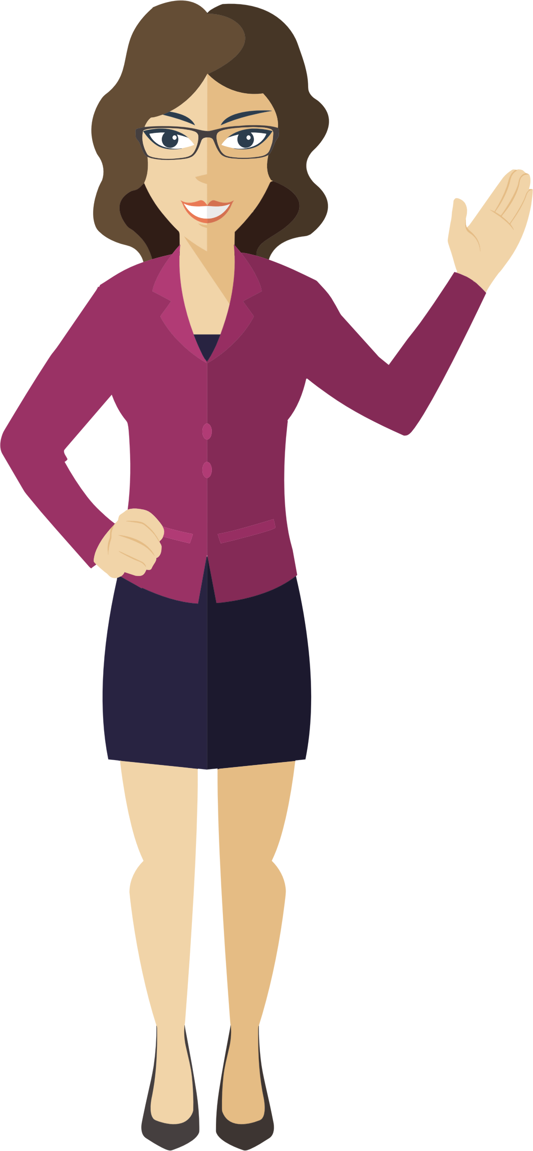 Graphic Royalty Free Download Flat Shaded Business - Clip Art Business Women (1064x2296), Png Download