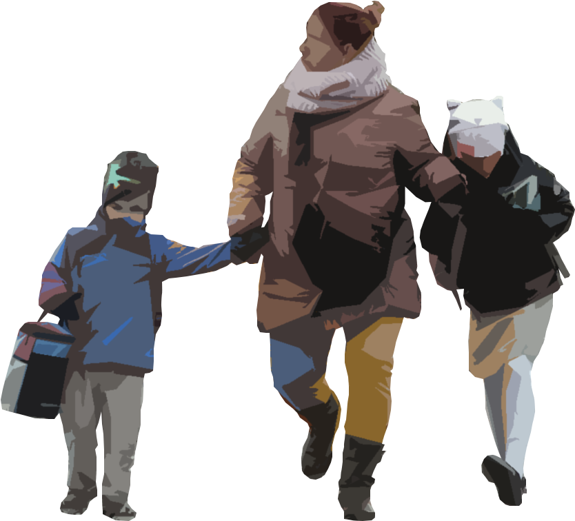 Ns 0031 - People Walking Winter Png (964x870), Png Download