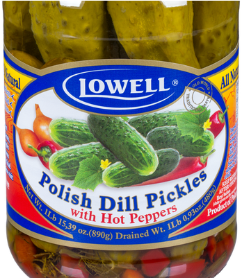 Lowell Polish Dill Pickles With Hot Peppers - Lowell Sauerkraut 31.7 Oz Each | Retro Candy Club (400x400), Png Download