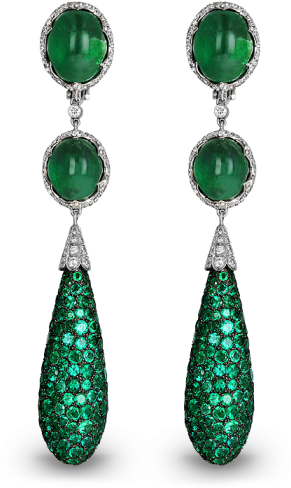 Description - Emerald Pave Drop Earrings (490x490), Png Download
