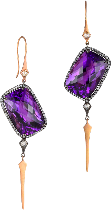 Purple-earring - Purple Earring Png (611x1022), Png Download