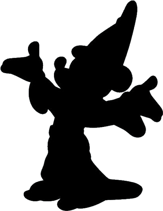 Sorcerer Mickey Mouse - Disney Character Silhouettes Png (599x747), Png Download