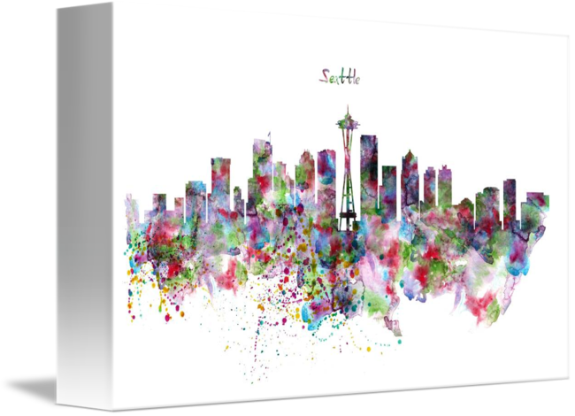 "seattle Skyline Silhouette" By Marian Voicu, Bucharest - Seattle (650x470), Png Download