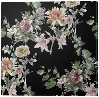 Watercolor Painting Of Leaf And Flowers, Seamless Pattern - Dark Watercolor Flowers Backgrounds (400x400), Png Download