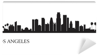 Los Angeles City Skyline Silhouette Background Wall - Buildings Black And White Clipart (400x400), Png Download