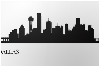 Dallas City Skyline Silhouette Background Poster • - Scrapbook Customs State Sightseeing Texas Stickers (400x400), Png Download