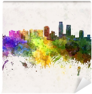 Download Corpus Christi Skyline In Watercolor Background Wall