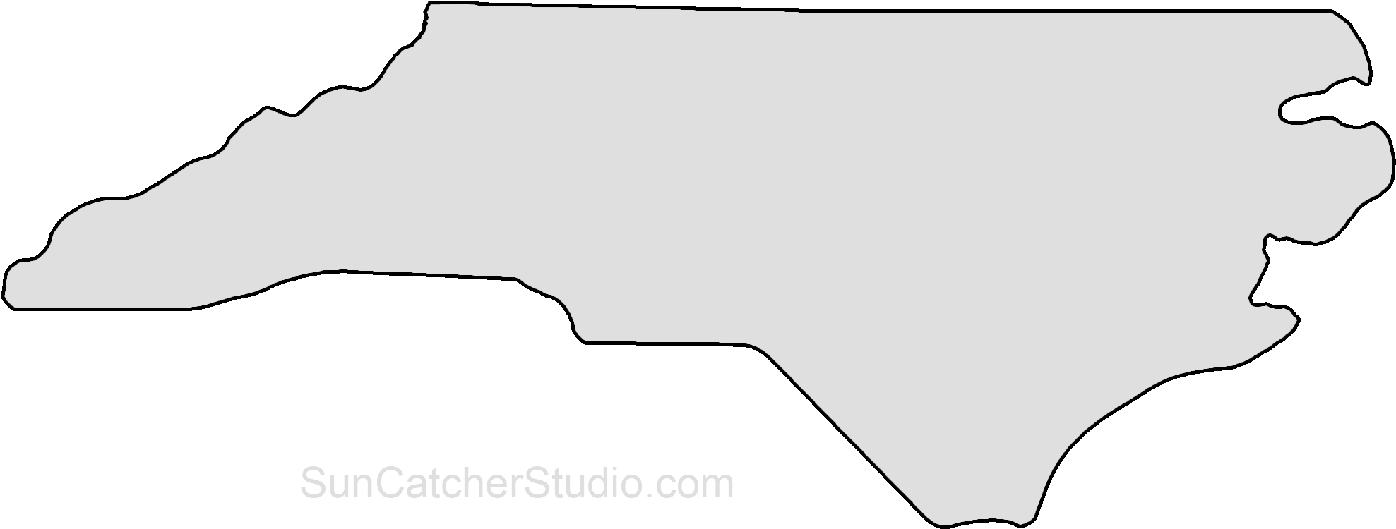 North Carolina Map Outline Png Shape State Stencil - Printable Outline Map Of North Carolina (2000x844), Png Download